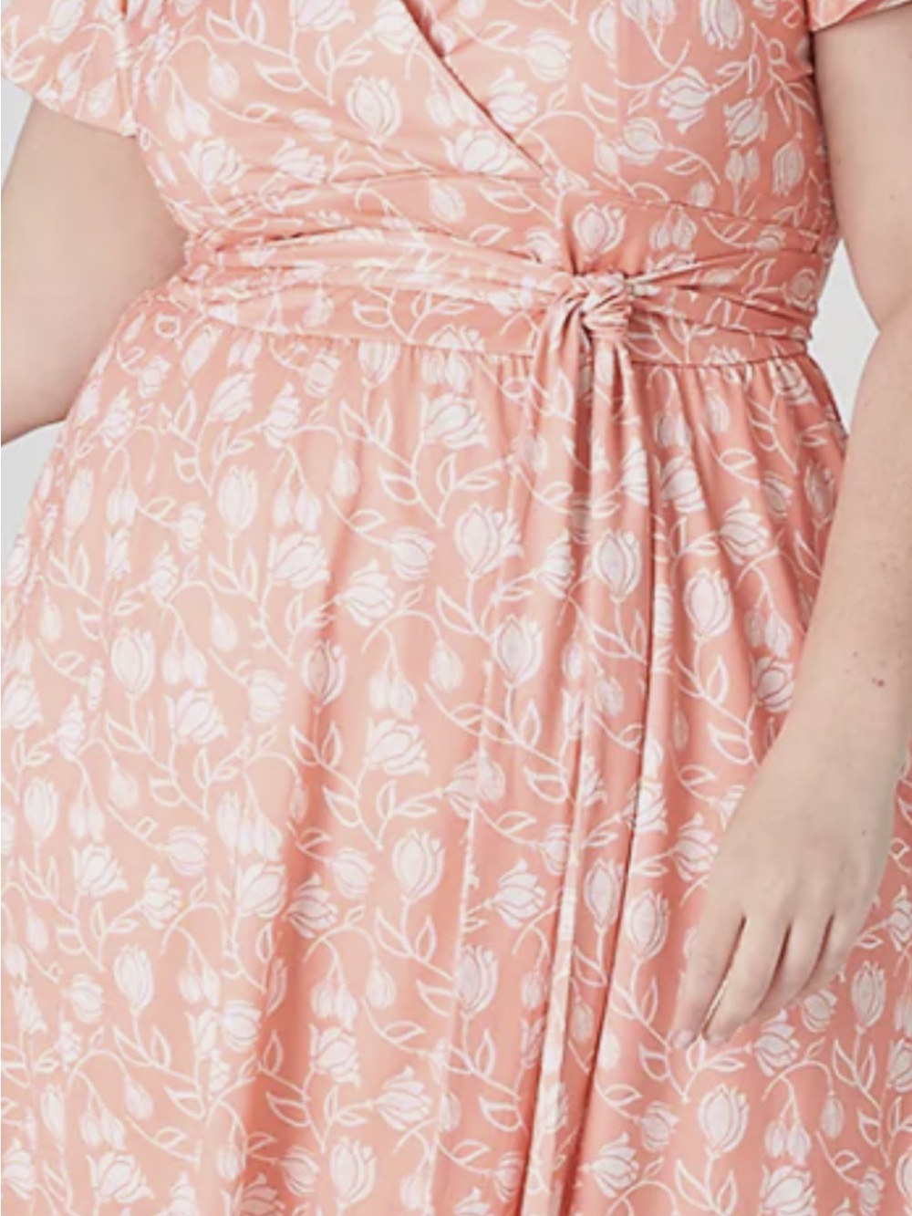 Lane Bryant Peach Floral Wrap Dress